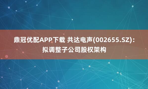 鼎冠优配APP下载 共达电声(002655.SZ)：拟调整子公司股权架构